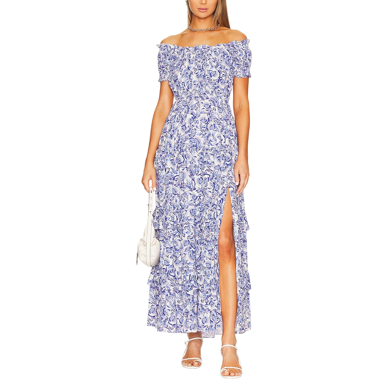 Astr The Label Floral Blue White Viona Maxi Dress Size S